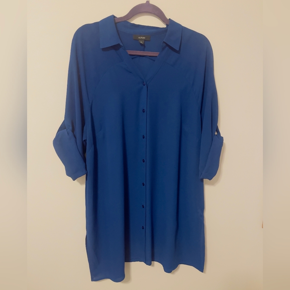 Alfani Women's Blue Button-Up Top